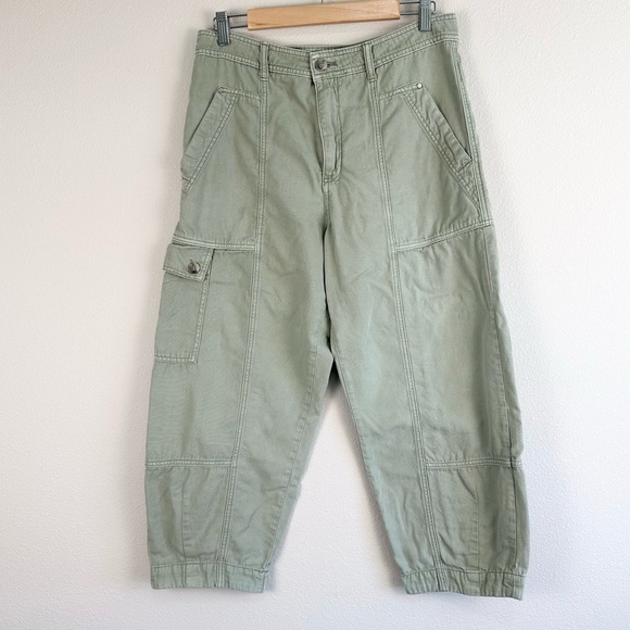 Anthropologie The Carson Utility Barrel Pants Size 8 100% Cotton - Picture 3 of 8